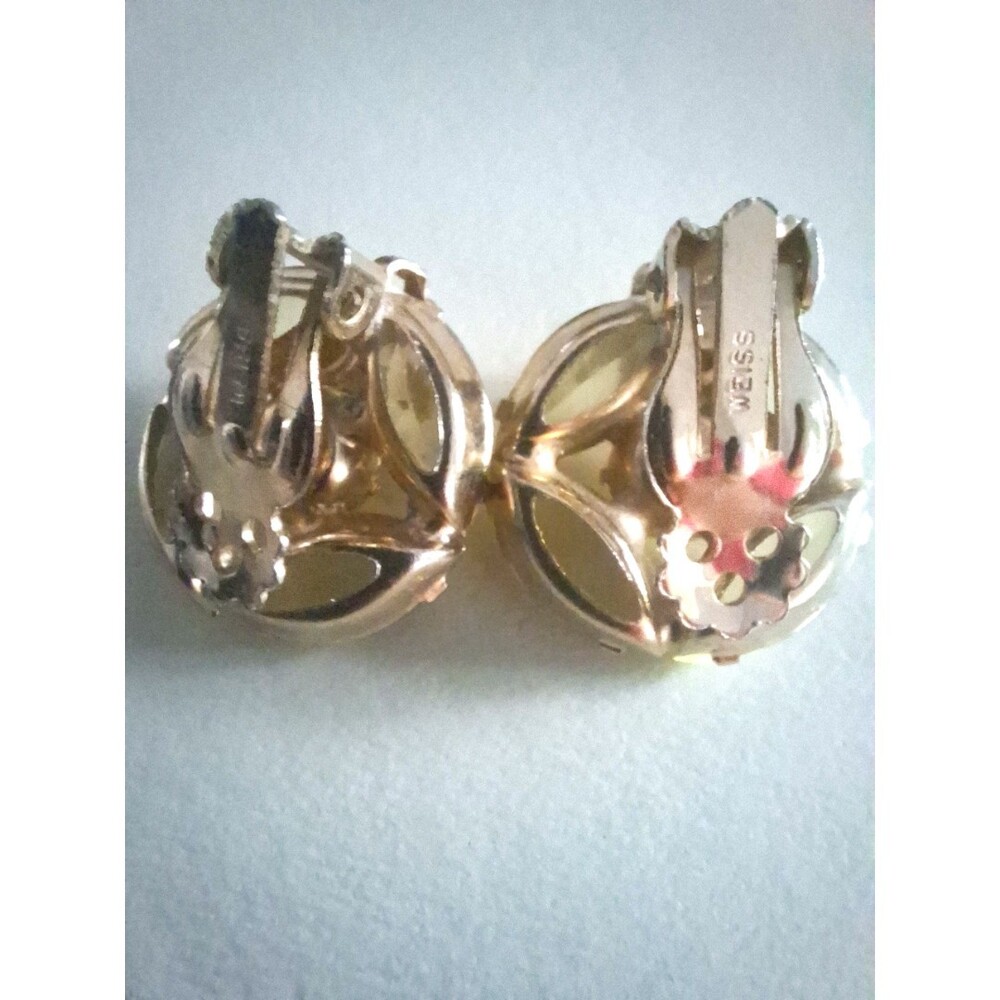 Weiss Aurora Bealis Vintage Clip-On Earrings - Signed - Picture 5 of 5
